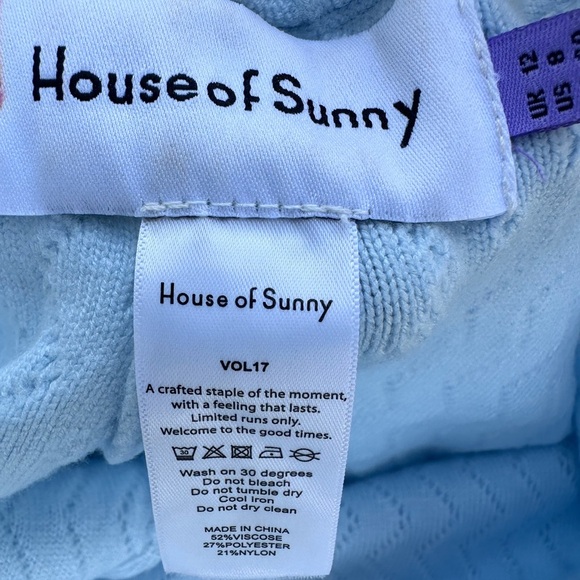 HOUSE OF SUNNY WOMENS 8 Light Blue Zigzag Patterned Pants - Picture 7 of 10